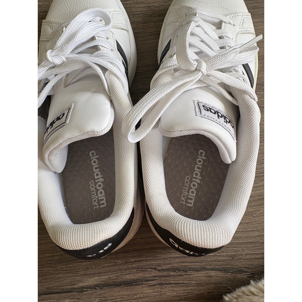 Adidas Grand Court Cloudfoam Comfort White Black Stripe Sneakers Shoes women's 7 - Picture 7 of 8